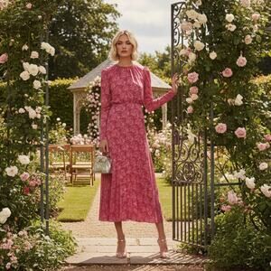 ROTATE Birger Christensen No 57 Rerunner Midi Dress 10 Pink NEW